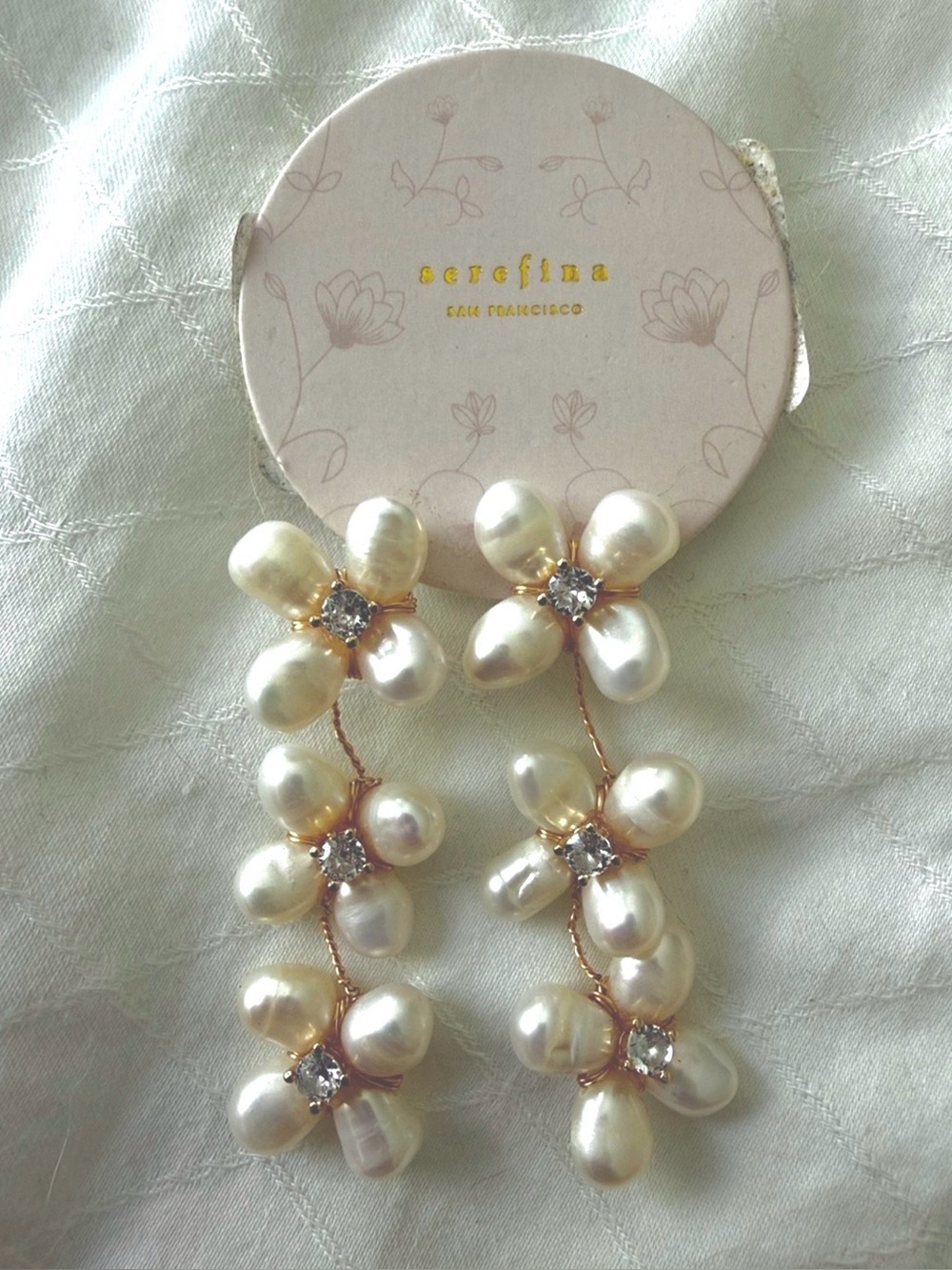 BHLDN NWT Serefina Heishi Pearl Floral Drop Earrings